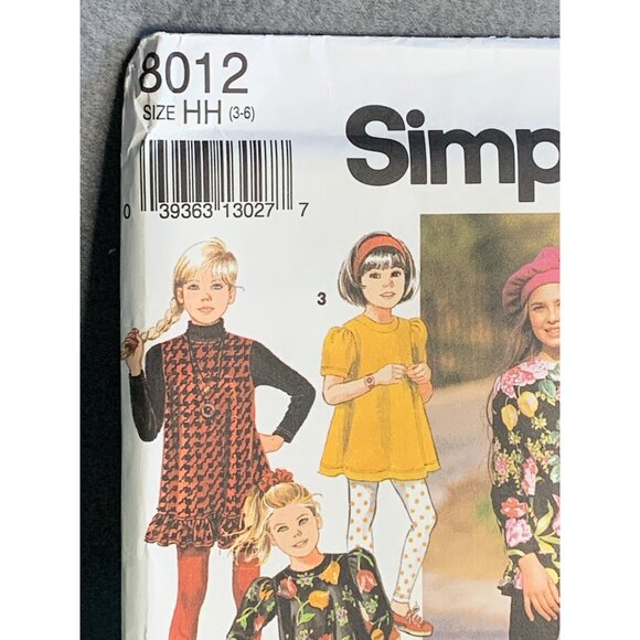 Simplicity Girls Leggings Top Sewing Pattern Sz 3-6 8012 - uncut - Picture 2 of 4